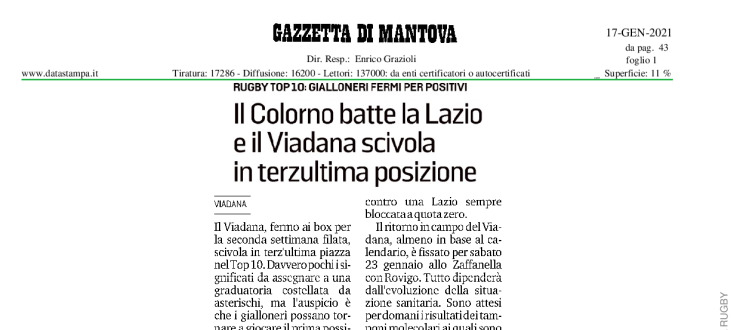 Il Colorno batte la Lazio e il Viadana scivola in terzultima posizione