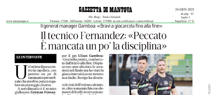 Il tecnico Fernandez: "Peccato. E' mancata un po' la disciplina"