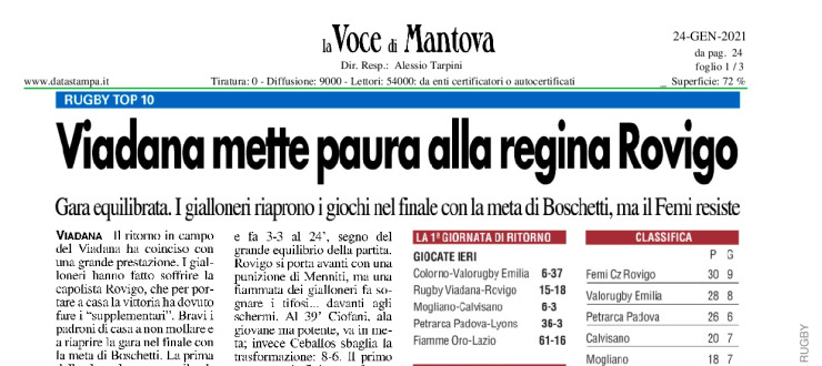 Viadana mette paura alla regina Rovigo