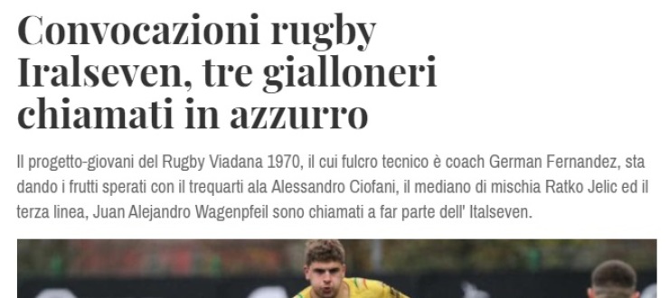 Convocazioni rugby Iralseven, tre gialloneri chiamati in azzurro