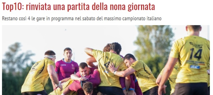Top10: rinviata una partita della nona giornata