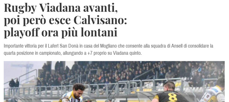 Rugby Viadana avanti, poi però esce Calvisano: playoff ora più lontani