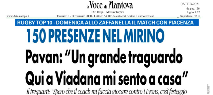 Pavan: "Un grande traguardo. Qui a Viadana mi sento a casa"