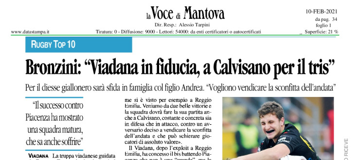 Bronzini: "Viadana in fiducia, a Calvisano per il tris"