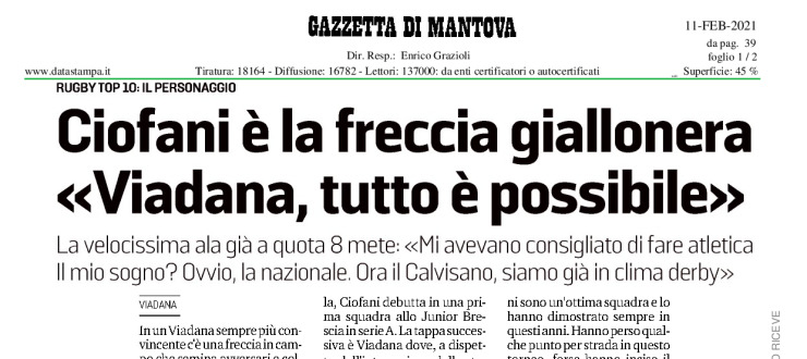 Ciofani è la freccia giallonera. "Viadana, tutto è possibile"