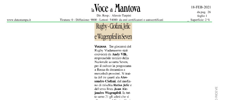 Rugby - Ciofani, Jelic e Wagenpfeil in Seven