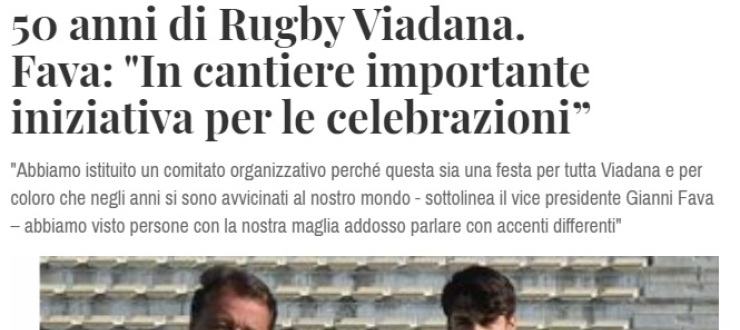 50 anni di Rugby Viadana. Fava: "In cantiere importante iniziativa per le celebrazioni”