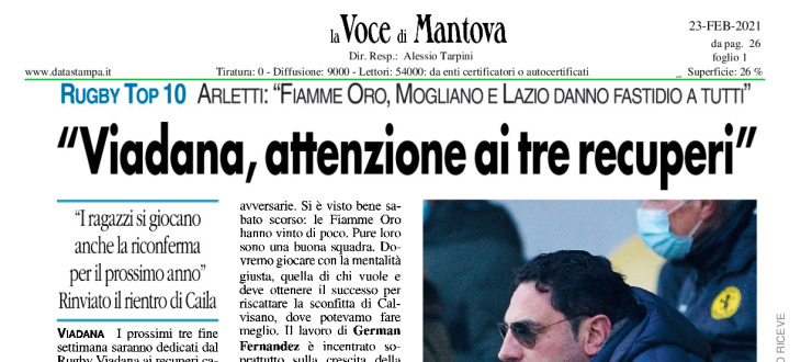 Viadana, attenzione ai tre recuperi