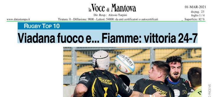 Viadana fuoco e...Fiamme: vittoria 24-7