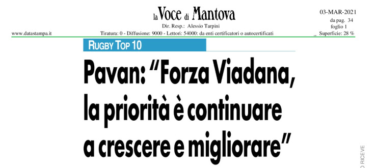 Pavan: "Forza Viadana, la priorità è continuare a crescere e migliorare" 