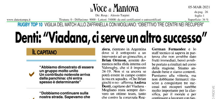 Denti: "Viadana, ci serve un altro successo"