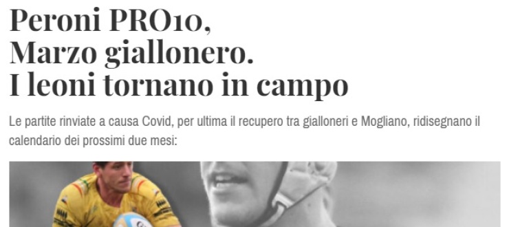 Peroni PRO10, Marzo giallonero. I leoni tornano in campo
