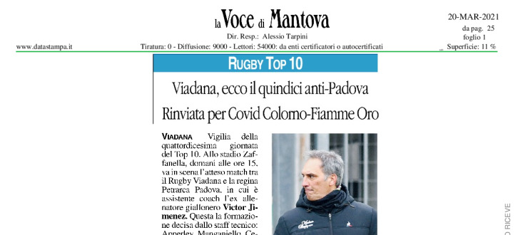 Viadana, ecco il quindici anti-Padova. Rinviata per Covid Colorno-Fiamme
