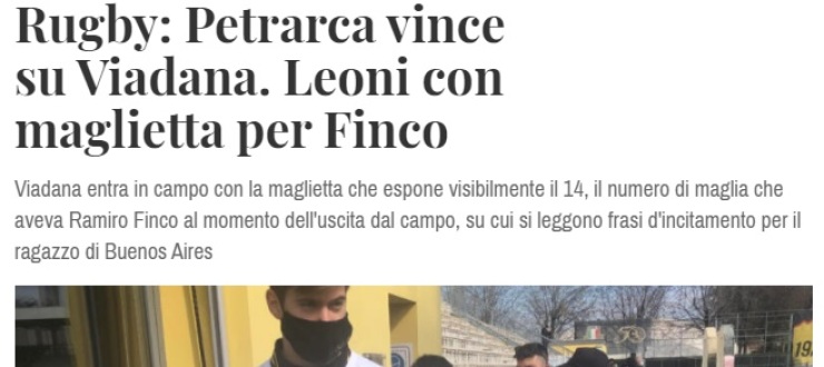 Rugby: Petrarca vince su Viadana. Leoni con maglietta per Finco