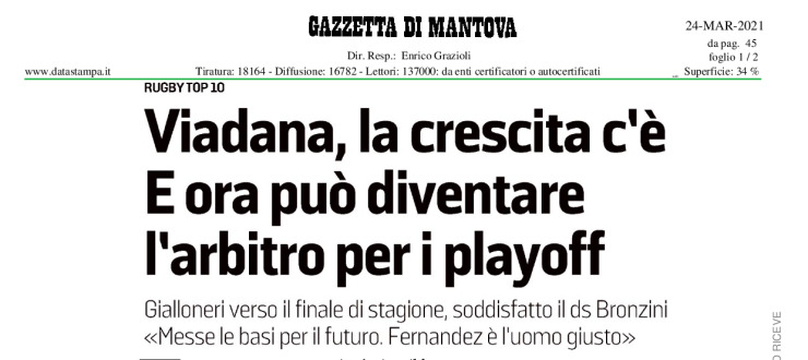Viadana, la crescita c'è. E ora può diventare l'arbitro per i playoff