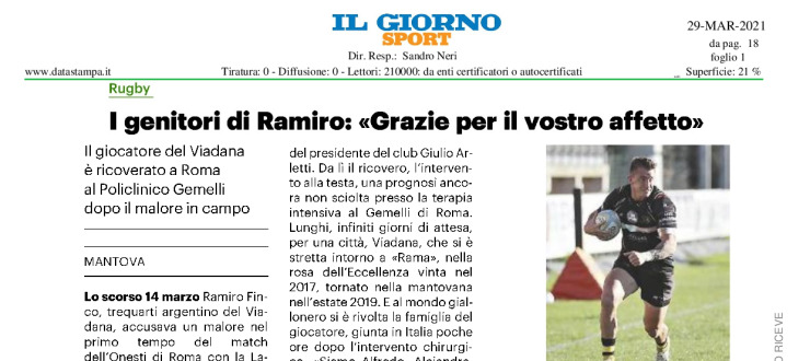 I genitori di Ramiro "Grazie per il vostro affetto"