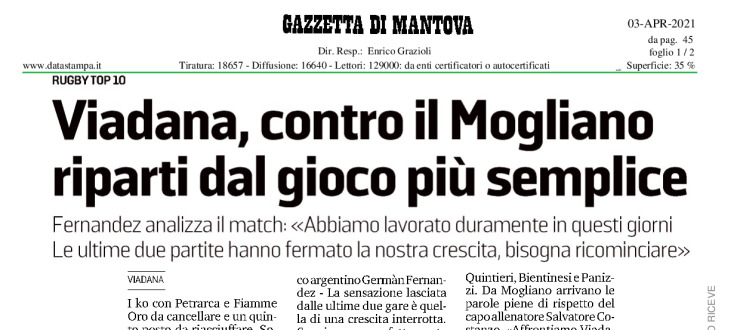 Viadana, contro il Mogliano riparti dal gioco più semplice 