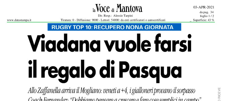 Viadana vuole farsi il regalo di Pasqua