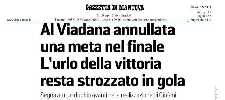 Al Viadana annullata una meta nel finale. L'urlo della vittoria resta strozzato in gola