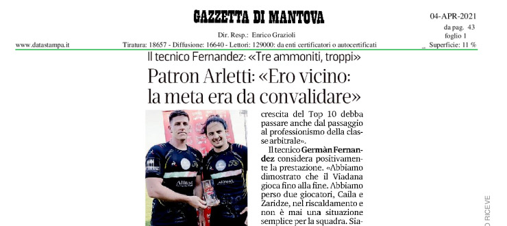 Patron Arletti: "Ero vicino: la meta era da convalidare"
