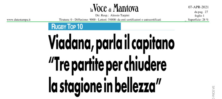 Viadana, parla il capitano: "Tre partite per chiudere la stagione in bellezza" 
