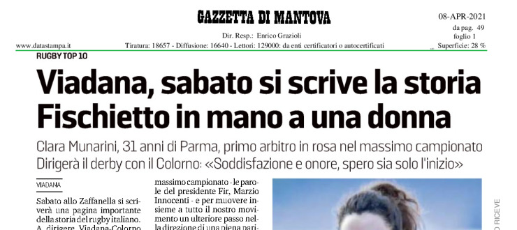 Viadana, sabato si scrive la storia. Fischietto in mano a una donna