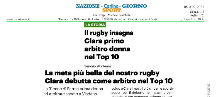 Il rugby insegna Clara primo arbitro donna del Top 10