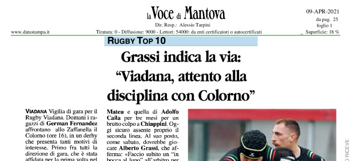 Grassi indica la via: "Viadana, attento alla disciplina con Colorno"
