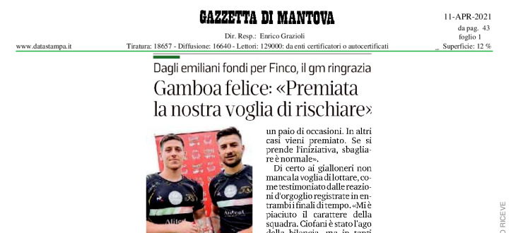 Gamboa felice: "Premiata la nostra voglia di rischiare"