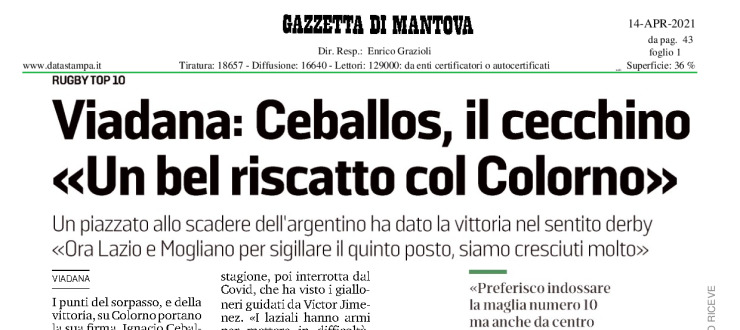 Viadana: Ceballos, il cecchino. "Un bel riscatto col Colorno"