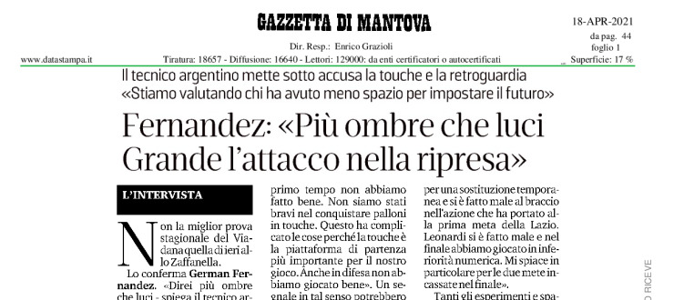 Fernandez: "Più ombre che luci. Grande l'attacco nella ripresa"