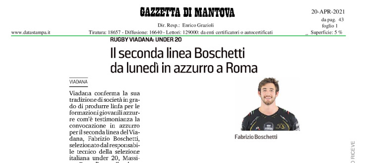 Il seconda linea Boschetti da lunedì in azzurro a Roma