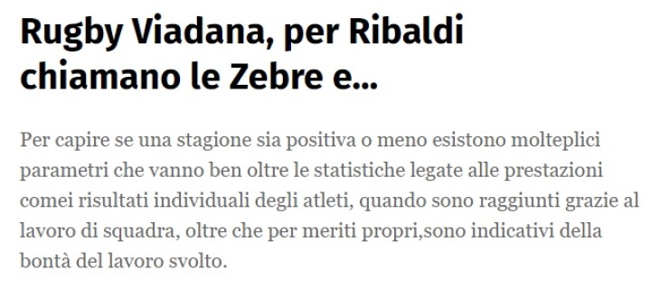 Rugby Viadana, per Ribaldi chiamano le Zebre e...