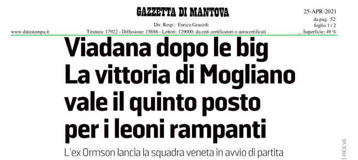 Viadana, dopo le big. La vittoria di Mogliano vale il quinto posto per i leoni rampanti
