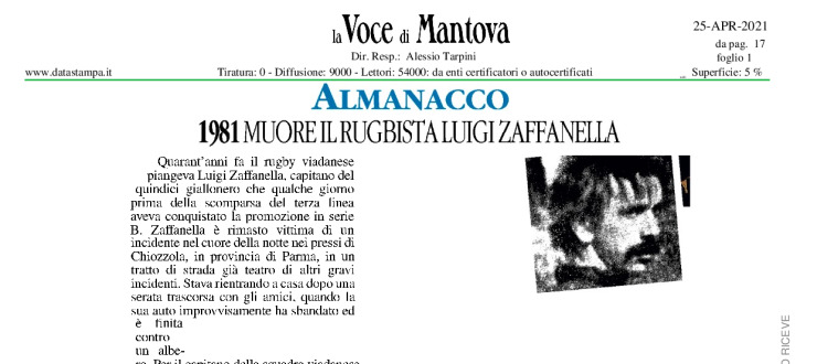 1981 muore il rugbista Luigi Zaffanella