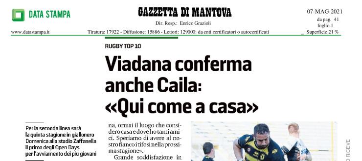 Viadana conferma anche Caila: "Qui come a casa"
