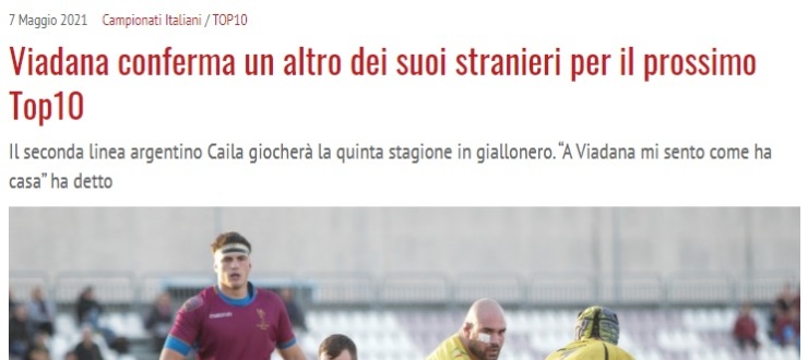 Viadana conferma un altro dei suoi stranieri per il prossimo Top10