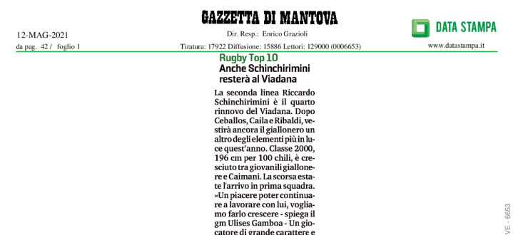 Anche Schinchirimini resterà al Viadana 