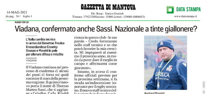 Viadana, confermato anche Sassi. Nazionale a tinte giallonere?