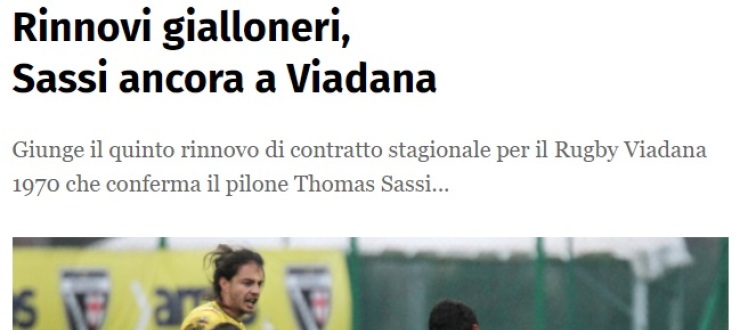 Rinnovi gialloneri, Sassi ancora a Viadana