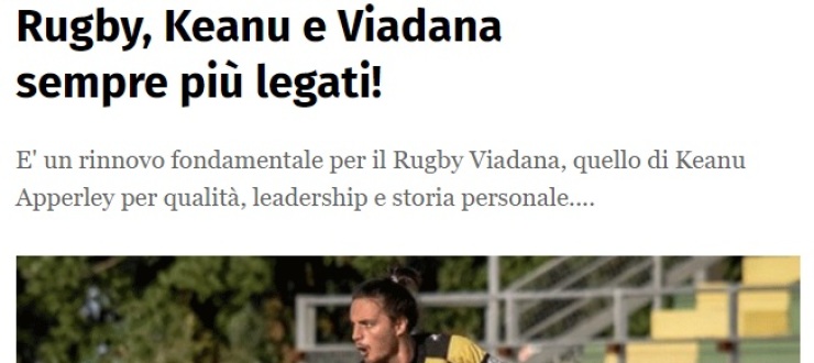 Rugby, Keanu e Viadana sempre più legati!