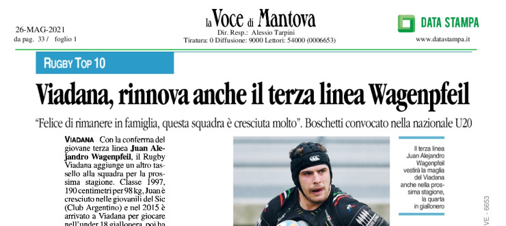 Viadana, rinnova anche il terza linea Wagenpfeil 