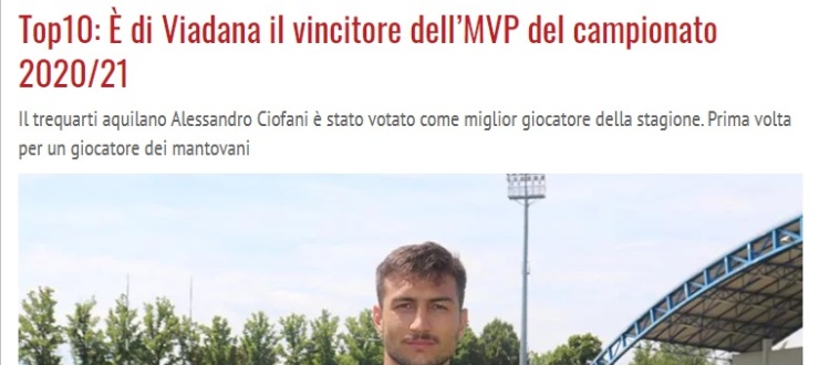 Top10: È di Viadana il vincitore dell’MVP del campionato 2020/21