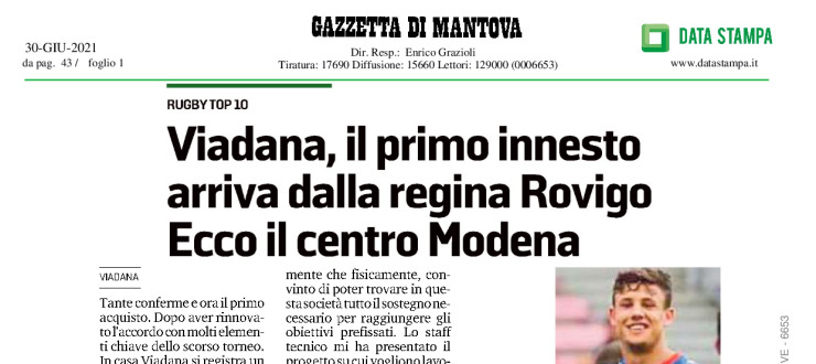 Viadana, il primo innesto arriva dalla regina Rovigo. Ecco il centro Modena
