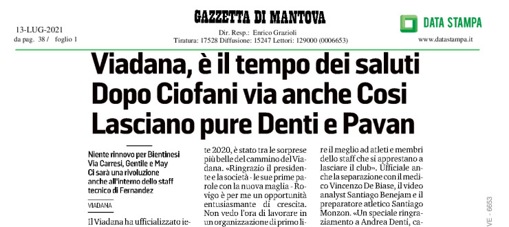 Viadana, è il tempo dei saluti. Dopo Cioffani via anche Cosi. Lasciano pure Denti e Pavan 