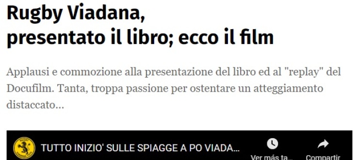 Rugby Viadana, presentato il libro; ecco il film