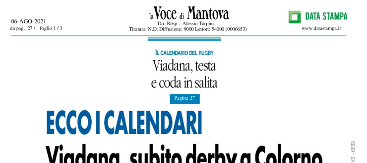 Viadana, subito derby a Colorno. Epilogo con i campioni di Rovigo