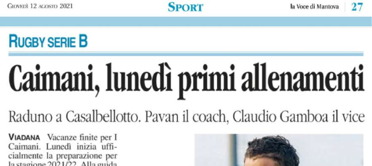 Caimani, lunedì  primi allenamenti 