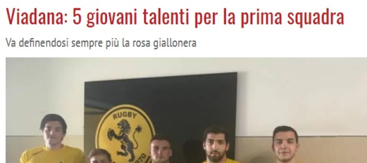 Viadana: 5 giovani talenti per la prima squadra