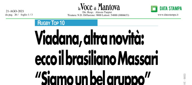 Viadana, altra novità: ecco il brasiliano Massari "Siamo un bel gruppo"
